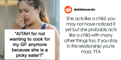 الرجل يرفض الطهي من أجل صديقته من الصعب إرضاءه بعد الآن ، ترمي نوبة غضب: "يأكل مثل البالغ من العمر 7 سنوات"