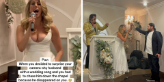 "الزواج القسري أو الاختطاف": Elvis Syrenade في Bride في فيغاس يخيف العريس قبالة العريس