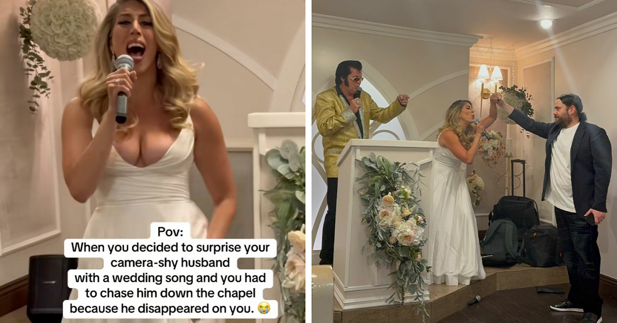 "الزواج القسري أو الاختطاف": Elvis Syrenade في Bride في فيغاس يخيف العريس قبالة العريس