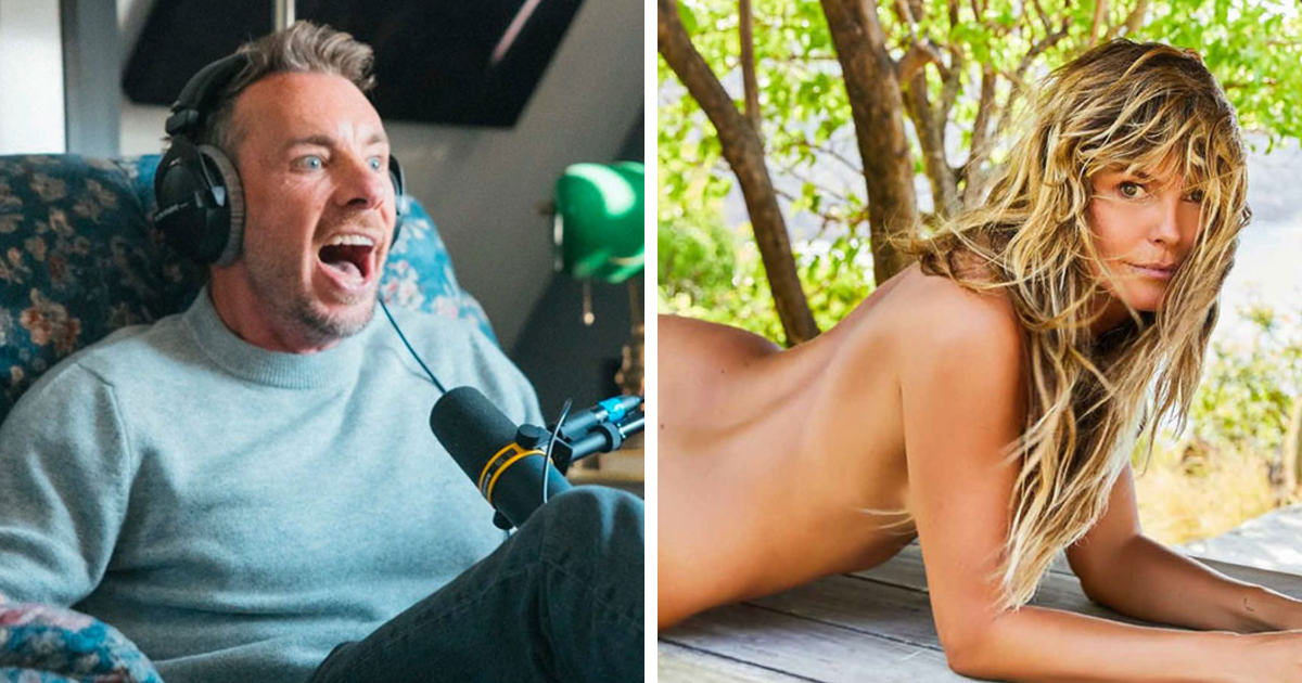 يبدو أن Dax Shepard يستمتع بصورة Heidi Klum بدون ملابس
