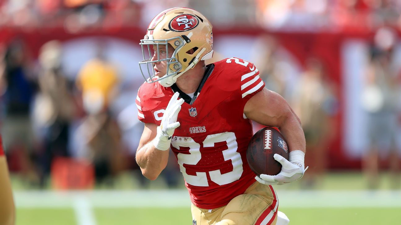 49ers قائمة McCaffrey على تقرير الإصابة مع قضية العجل
