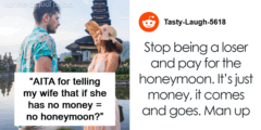 يخبر الزوج زوجة “لا مال = لا شهر عسل” بعد أن تتوقع منه أن يدفع مقابل كلتا التذاكر