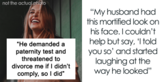 رجل ينزعج من لون شعر طفلته، وزوجته تضحك في وجهه عندما تظهر نتائج اختبار الأبوة
