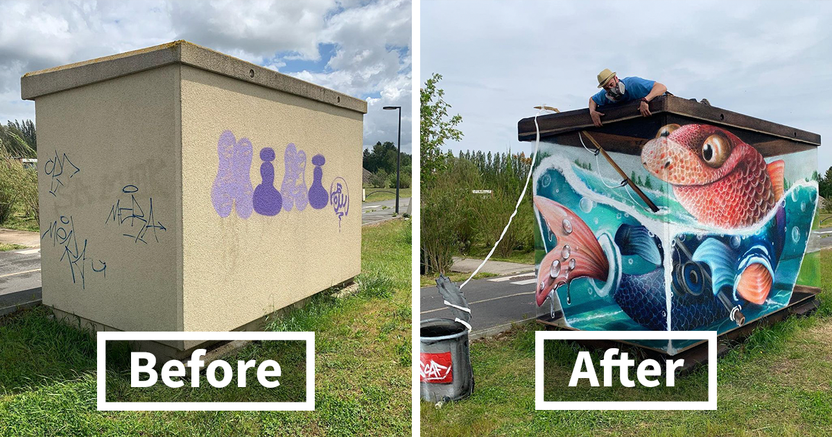فنان شارع فرنسي يرسم كتابات ثلاثية الأبعاد على الجدران وهي ليست لضعاف القلوب (29 صورة)